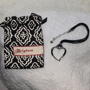 Brighton Silver Heart Choker Style Necklace with Black Cord